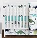 Sweet Jojo Designs 9-Piece Navy Blue and Green Modern Dinosaur Baby Boys or Girls Crib Bedding Set with Bumper