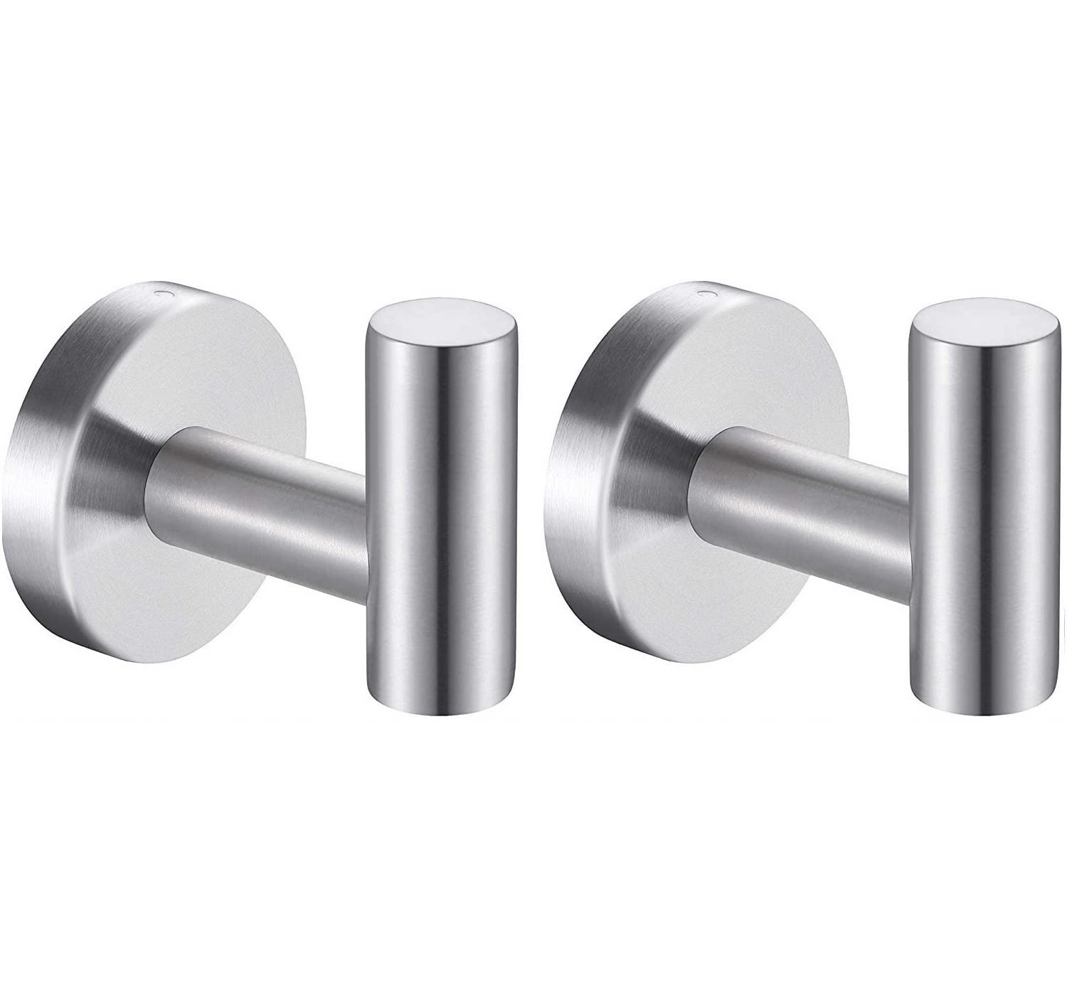YUET 2 Pcs Bathroom Towel Hook,Screw in Metal Coat Hooks, Heavy Duty 10kg Capacity, Robe Hook SUS 304 Stainless Steel Door Hanger Towel Robe Clothes Closet Sponges Holder (Silver)