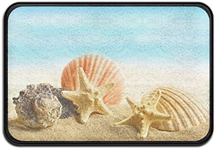 Beach Collection,Blue Sky Tropical Seashell Conch Starfish Beach Ocean Bath Mat - 1 Piece Memory Foam Shower Spa Rug Bathroom Kitchen Floor Carpet Home Decor With Non Slip Backing 24in x 16in