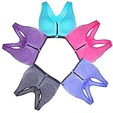 B.BANG Women Sports Bra Padded Zipped Seamless (XXL, 5-Pack)