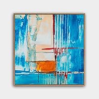 Framed Canvas Wall Art Abstract Color Painting Canvas Prints Home Artwork Decoration for Living Room,Bedroom - 16x16 inches