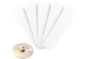 Lineshading 5Pcs Replacement Fan Blades for 42 52 Ceiling Fan Waterproof Weatherproof Blades Replacement for Broken Substitution Indoor Outdoor Summer(White,52 Inch)