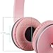Gorsun Foldable Headphones with Mic and Volume Control for Travel, Sports, Lightweight Stereo On-Ear Headsets Strong Bass Earphones (Pink)