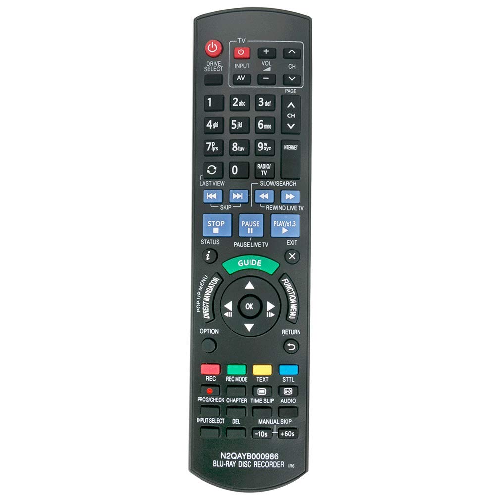 VINABTY N2QAYB000986 Remote Control Replaced for Panasonic Blu-Ray Player DMR-BCT74ENK DMR-BCT845EG DMR-BCT84EN DMR-BCT84ENS DMR-BCT940 DMR-BST745EG DMR-BCT940EG