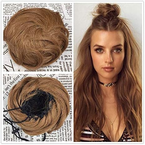 Buy Wavy Caramel Blonde Hikyuu Clip In Human Hair Bun Scrunchie