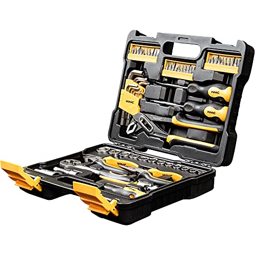 WMC Tools Werkzeugkoffer 61 teilig Werkzeug Set Werkzeugbox Koffer mit Schraubendreher Bits Schraubendreher Ratsche Nuss…