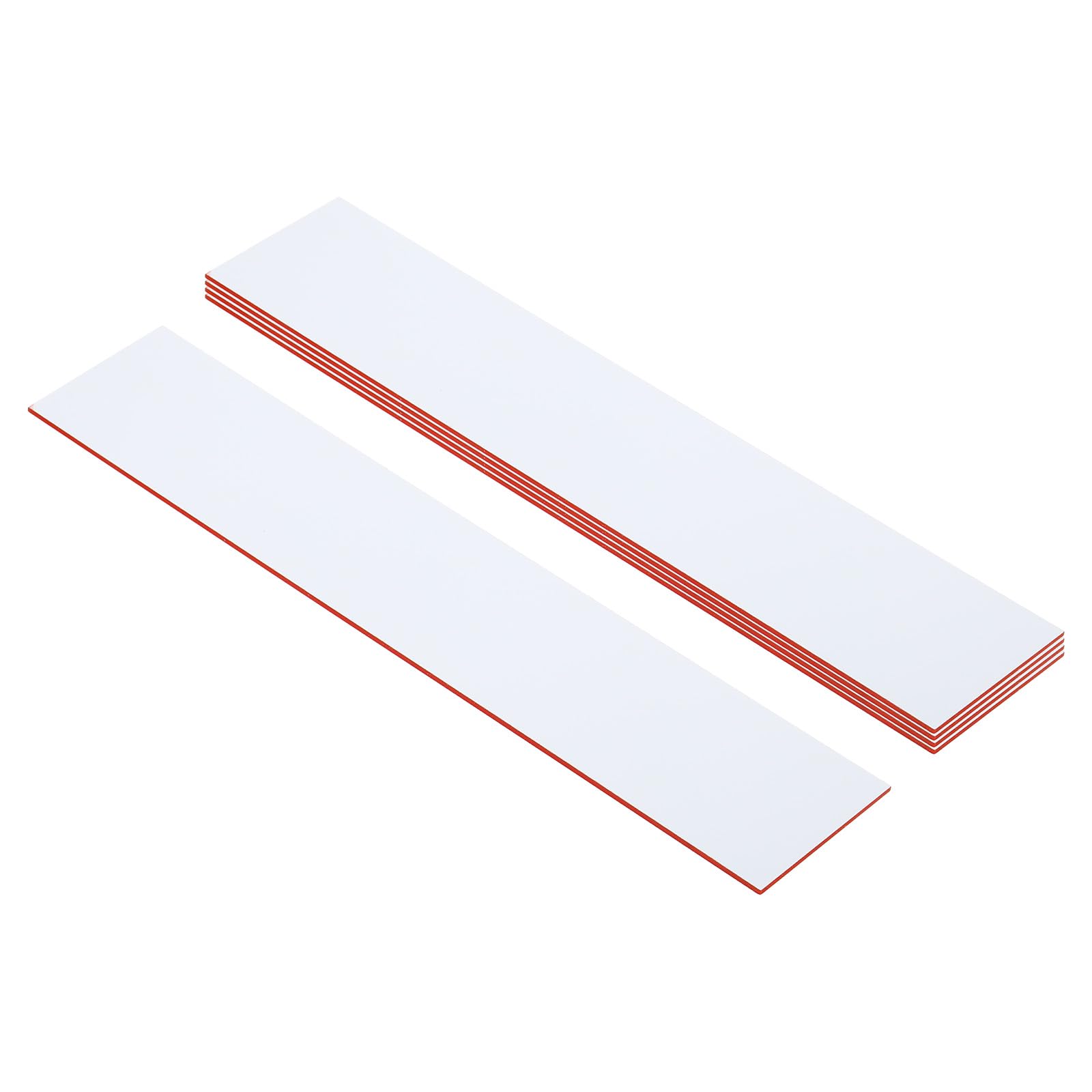 PATIKIL 10x2inch Blank Name Plates, 5Pcs Custom Engraved Name Plate Rectangle Laser Engraving Blanks for Personalized Office Desk DIY Painting Supplies, White, Red