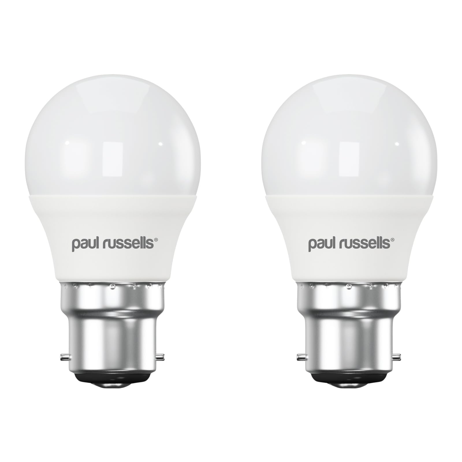 paul russells LED Light Bayonet Cap B22, 40w Equivalent, 4.9W 470 Lumens LED Bulbs, 6500K Bright Daylight, Mini Globe Frosted G45 BC Golf Ball Energy Saving (Not Dimmable) Lightbulbs, 2 Pack
