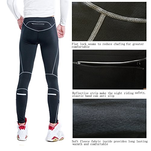 image for Beorbus Men's Water Resistant Outdoor Thermal Tights Breathable Runnin