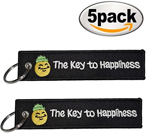 FYLARFLY The Key to Happiness Keychains Key Chains Keytags Tag Luggage Tags for NBA Players and Fan 100% Embroidered (5 Pack)