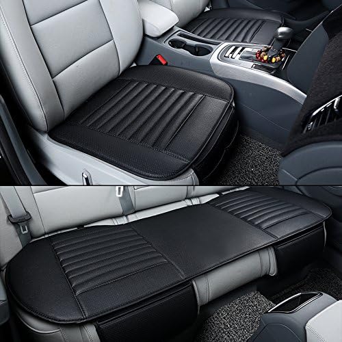 HONCENMAX Car Seat Cover Cushion Pad Mat - Breathable Auto Seat Protector - Car Interior Auto Supplies - PU Leather Bamboo Charcoal - 2PCS Front Seat Cover & 1PCS Long Rear Seat Cover