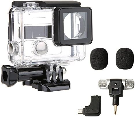 Xiaomax Mic Microphone Kit with Side Open Protective Skeleton Housing Case &amp; LCD Touch Display Backdoor for GoPro Hero 4 Silver Sport Action Video Camera Compatible with GoPro Hero 3 3+ 4