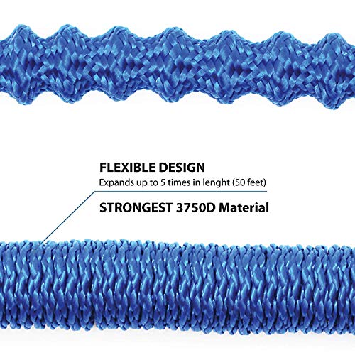 maswater Garden Hose 50FT Expandable Water Hose- Upgraded 2019 2-Way Splitter with Double Latex Core, 3/4" Solid Brass Connectors,Extra Strength Fabric Flexible Expanding (Blue) - Thumbnail 6