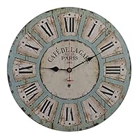 Old Oak 16-Inch Vintage Large Decorative Wall Clock Silent Non-Ticking Round for Kitchen Living Room Bathroom Bedroom Wall Home Decor with Roman Numerals