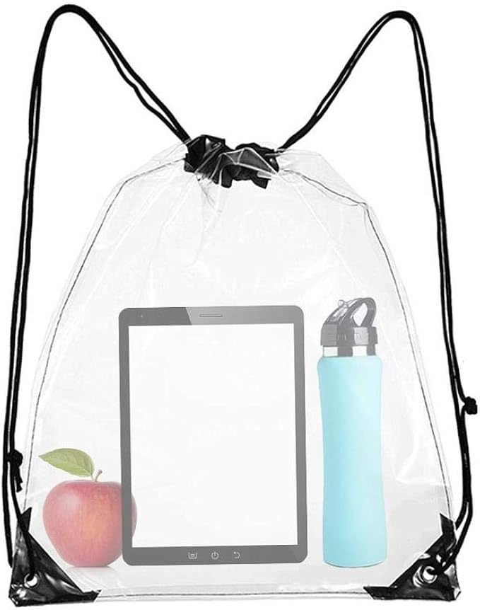 Hangarone Backpack Drawstring Bag, Clear Drawstring Bag Transparent PVC Stadium Approved