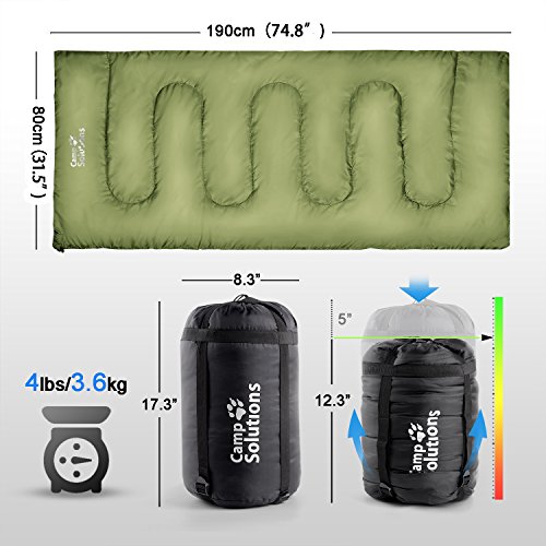 Camp Solutions XL Sleeping Bag - Lightweight Cold Weather Adult 3 Season Sleeping Bag