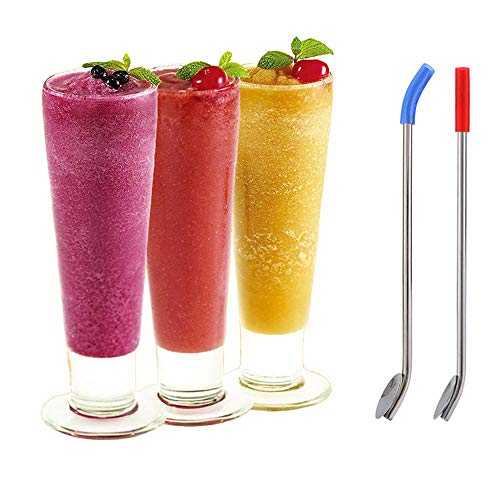 Umiwe Reusable Spoon Straws Stirrer,4 PCS Stainless Steel 2 in 1 Drinking Straws Stirrers with 1 Cleaning Brush for 30oz 20oz Tumblers Cups Mugs Yeti Rambler Rtic Ozark Trail