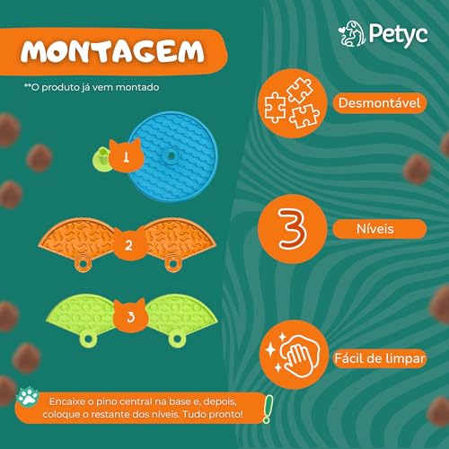 Comedouro Lento Labirinto 3 Níveis PETYC Alimentação Controlada para Pets 27x15 cm Design Inovador