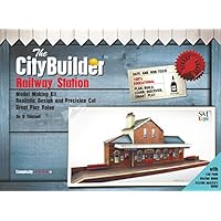 The CityBuilder Railroad Station Cardboard Model Making Kit - O Scale Model Railroad Building