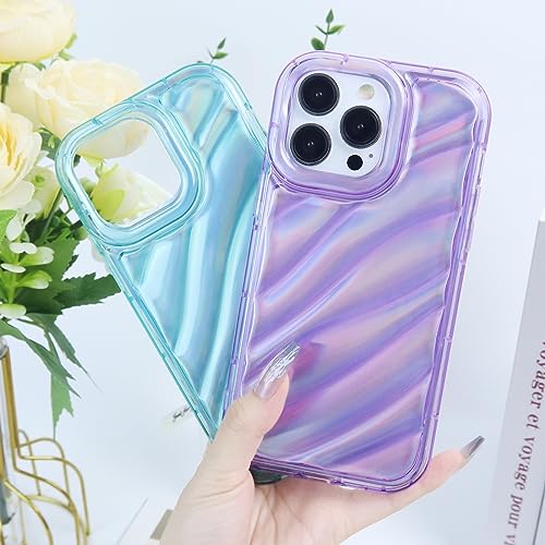 TODXARZC Water Ripple Pattern Case for iPhone 15 Pro Max Case Clear Curly Wave Frame 3D Soft TPU Shockproof Wavy Shape Phone Case for iPhone 15 Pro Max Ultra for Women Girls 6.7