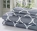 Lux Decor Collection Duvet Cover - 3 Pc Queen Duvet Cover Set - Soft Microfiber Zipper Closure Bedding - Comforter Cover with Matching Pillow Shams (Full/Queen, Grey/White)