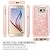 Galaxy S6 Glitter Case with Tempered Glass Screen Protector [2 Pack],LeYi Bling Girls Women Design [PC Silicone Leather] Dual Layer Heavy Duty Protective Phone Case for Samsung Galaxy S6 TP Rose Gold