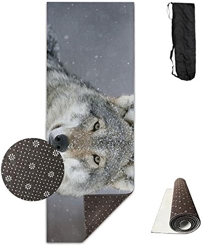 Non Slip Yoga Mat With Carrying Bag Predator Wolf Snow 5mm Thick Great For Hot Yoga Aerial Yoga Athlete Yoga Prana Yoga Bikram Yoga Pilates Stretching Etc