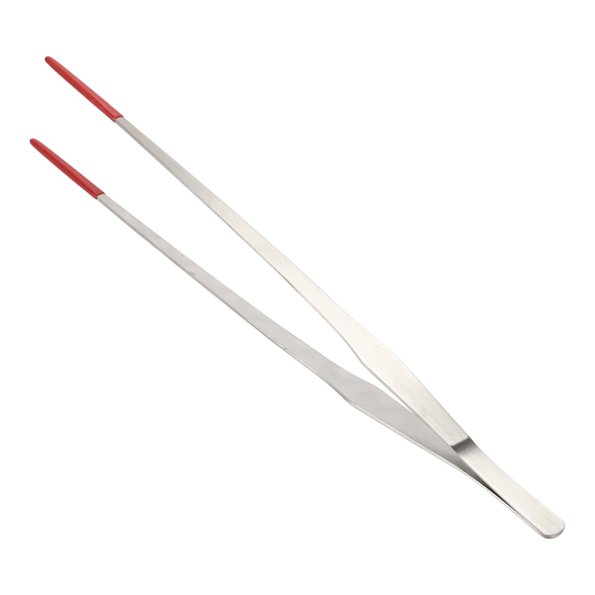 CAPASTEC Reptile Feeding Tong, Stainless Steel Lizard Feeding Tong, Aquarium Straight Feeding Tweezer for Reptiles with Rubber Tip, Terrarium Feeding Tong, 10.63" L, Red, Silver Tone