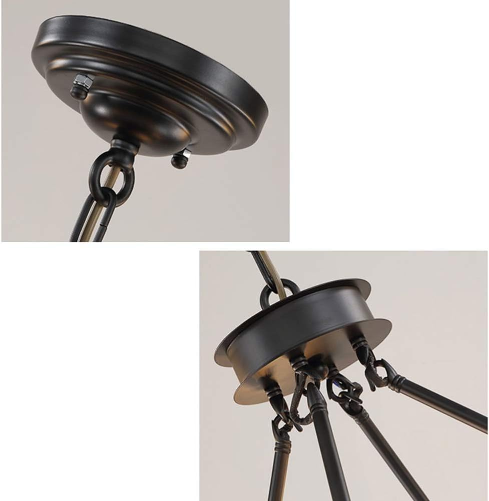 NOXARTE Luxury Round Crystal Chandelier Vintage Hanging Ceiling Light Pendant LED Dimmable Fixture for Dining Room Bedroom Black: Home Improvement