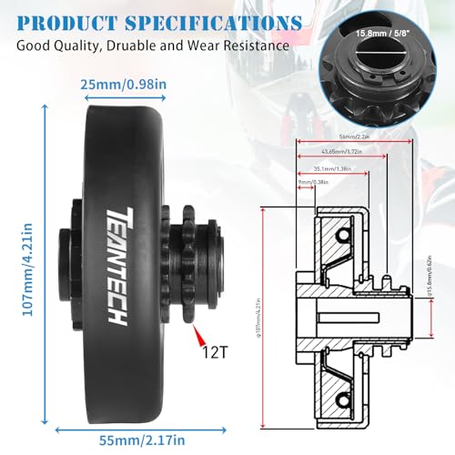 5/8 In. Centrifugal Clutch, 12 Tooth - GoKarts USA - Foto 8