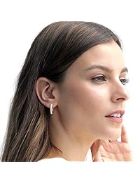 PAVOI 14K Gold Plated 925 Sterling Silver Cubic Zirconia Hoop Earrings