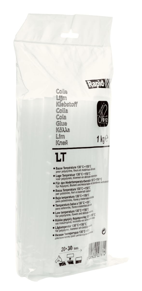 Rapid Transparent Hot Glue Sticks, Low Temperature, Diameter: 12 mm, Length: 190 mm, 1 Kg, PRO, 40302781