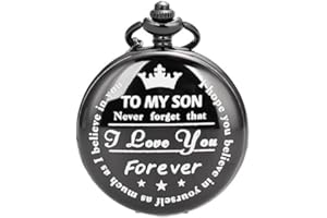 SIBOSUN Personalized Pocket Watch Engraved Back Case Birthday Graduation Men Women to My Son Daughter Quartz