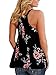 Sidefeel Women High Neck Floral Print Sleeveless Tank Top Large Black
