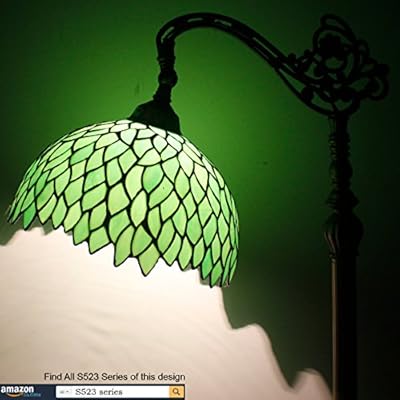 WERFACTORY Tiffany Lamp Floor Green Wisteria Stained Glass Arched Lamp 12X18X64 Inches Gooseneck Adjustable Corner… 5151%2BDNi9LL