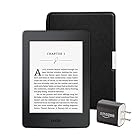 Kindle Paperwhite Essentials Bundle including Kindle Paperwhite 6" E-Reader, Black with Special Offers, Amazon Leather Cover - Onyx Black, and Power Adapter