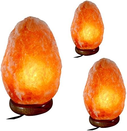 GoForDecor Natural Himalayan Salt Lamp - The Unique Hand Carved Hymilian Crystal Glow Wood Base Rock Lamp has Dimmer Switch