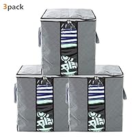 LivingBox Foldable Storage Containers Fabric See-Through Window, Household Home Organizers, Oxford Fabric Storage Bins, 3 Pack