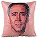 Mermaid Pillow Case Mermaid Pillow Cover Sequin Throw Pillow Case Decorative Color Change Cushion Cover Sofa Bedroom Car Kids 16 x 16 inches (Nicolas Cage A-Gold)