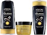 L'Oreal Total Repair 5 Restoring Shampoo and Conditioner 25.4 Oz Each and Damage-Erasing Balm 8.5 Oz (Set of 3)