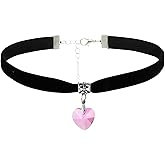 ISCASSE Black Choker Necklaces for Woman Love Heart Choker Necklace Adjustable Velvet Choker Soft Collar Chain Red Heart Necklace Halloween Cosplay Party