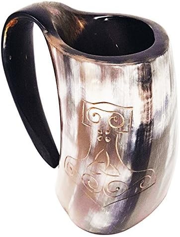 Polished Thor's Hand Engraved Handcrafted XL Handmade 6 Inch Game of Thrones Style Drinking Mug Viking Beer Tankard/Wine Mug 28 Oz