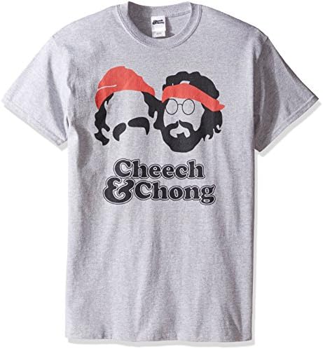Cheech and Chong Men's Big and Tall Face Outline T-Shirt, Sport Grey, 4XL