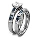 FlameReflection Blue Princess Cut Engagement Rings Stainless Steel Women's Wedding Set Size 5-10 SPJ