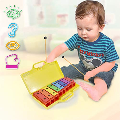 ENNBOM 8 Notes Chromatic Xylophone Glockenspiel Resonator Bells with Yellow Case Pricepulse