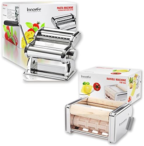 2 Pack Innovee Ravioli Maker - 150 mm Detachable Ravioli Cutter – Ravioli Machine - Innovee Pasta Maker – Highest Quality Pasta Machine - 150 Roller With Pasta Cutter – 9 Adjustable Thickness Settings