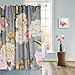 Uphome Floral Fabric Shower Curtain, Grey and Cream Shabby Chic Rose Flower Cloth Shower Curtain 180 GSM Thick Pastel Spring Penny Bathroom Curtains for Shower with Hooks Set, 72X72
