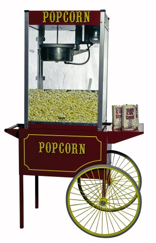 Paragon Large Popcorn Cart for 12 and 16-Ounce Poppers (Red)