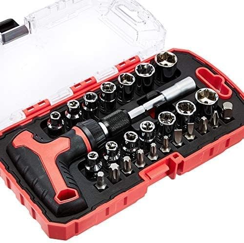 Amazon Basics T-ratchet chave de fenda e chave inglesa, magnético, Pack de 27
