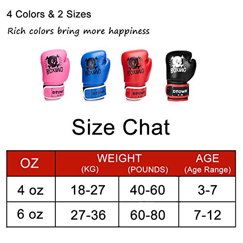 Dtown Kids Boxing Gloves 6oz Training Gloves for Youth Age 7 to 12 Years PU Leather (Black 02, 6 OZ) - Thumbnail 5